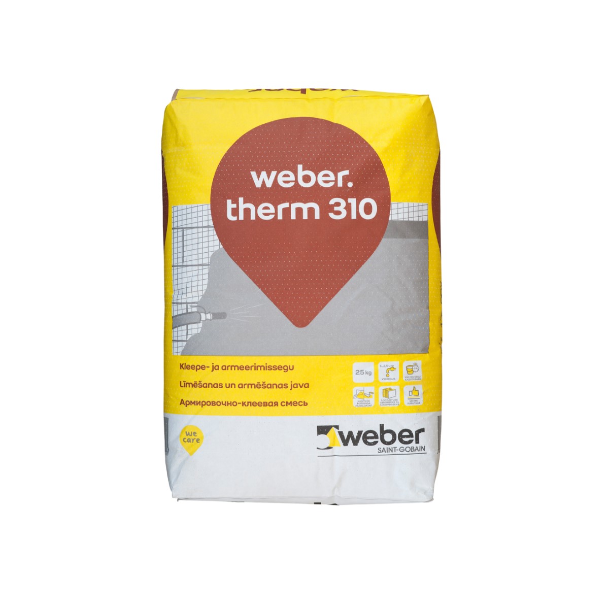 Weber Therm 310 клеящий и армирующий раствор с волокнами Weber.therm 310 līmējošā-armējošā java ar šķiedrām, 25kg.