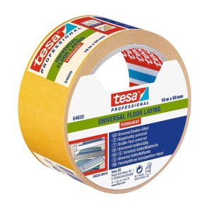 Tesa 64620 Floor Laying Tape Divpusēja lente grīdas segumu fiksēšanai, 50mm x 25m