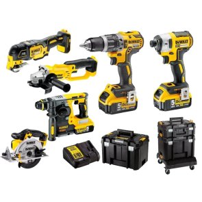 DeWalt 6 Instrumentu komplekts 18V XR (+3x5.0Ah, lādētājs, koferi) DCK654P3T-QW