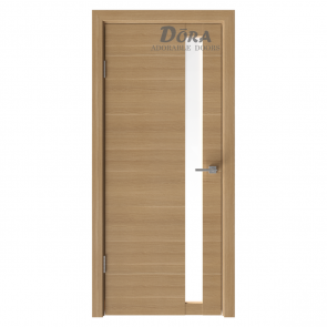 Dora Lido D2, Ozols, Finierētu Durvju Komplekts - Vērtne, Kārba, 2 Eņģes, Stiklotas, 60x200cm