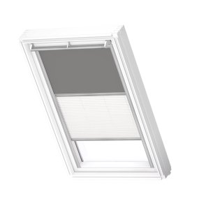 Velux DFD Duo Gaismu necaurlaidīgas jumta logu žalūzijas ar rokas vadību, ar alumīnija sliedēm, MK04, 78x98cm, pelēkas
