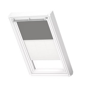 Velux DFD Duo Gaismu necaurlaidīgas jumta logu žalūzijas ar rokas vadību, ar baltām sliedēm, MK04, 78x98cm, pelēkas