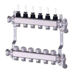 Purmo Object Line Silto grīdu kolektors ar plūsmas mērītāju, 2 cilpu