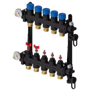 Uponor Vario M Silto grīdu kolektors ar plūsmas mērītājiem FM, 5 cilpas