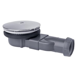 Wirquin Slim Dušas paliktņa sifons, ar pretsmakas vārstu, plastmasas, d=90x40/43mm, pelēks/hroms