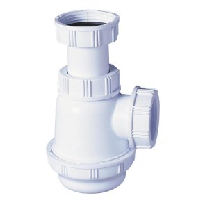 Wirquin SP3178 Izlietnes/bidē īsais sifons, bez noteces, plastmasas, 1.1/4 collas x 32mm, balts