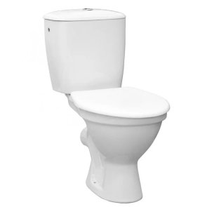 Jika Norma Tualetes pods ar vāku, horizontāls izvads, pievads no sāniem, balts