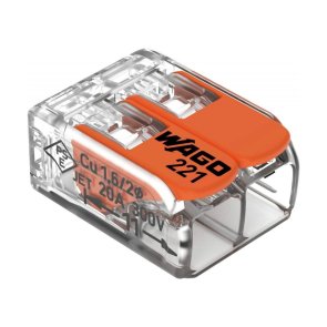 Wago 221 Universālās savienojuma klemmes 2-vietīgas, 0.2-4mm2, 32A/450V (5gab) 221-412