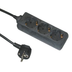 Acuma Pagarinātājs ar 3 rozetēm, melns, 3m